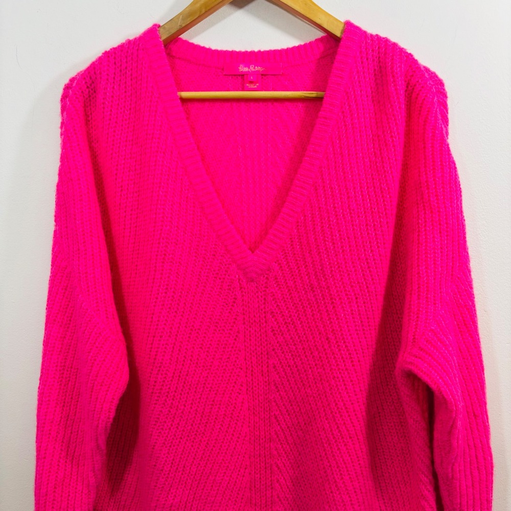 Lilly Pulitzer Kasmina V-Neck Sweater Pink Isle Women's Size Large - Picture 4 of 10